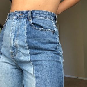 Dual tone mom jeans